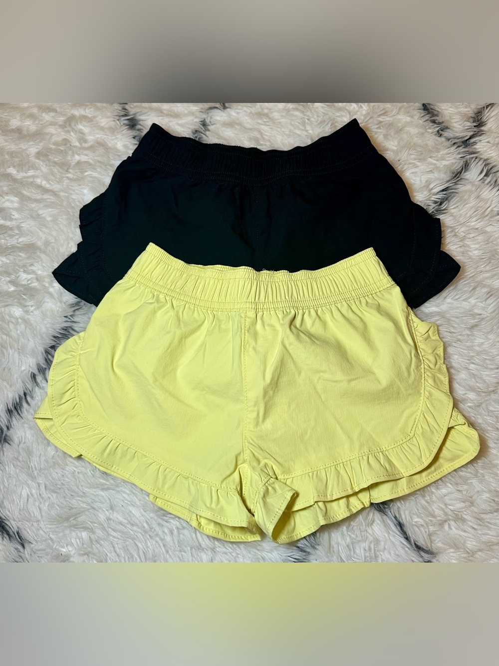 NWT CREWCUTS  Black & Yellow Ruffle Hem Casual Athletic Shorts bundle
